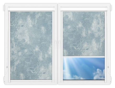 Рулонные кассетные шторы УНИ - Клаудиа-блэкаут-блу на пластиковые окна